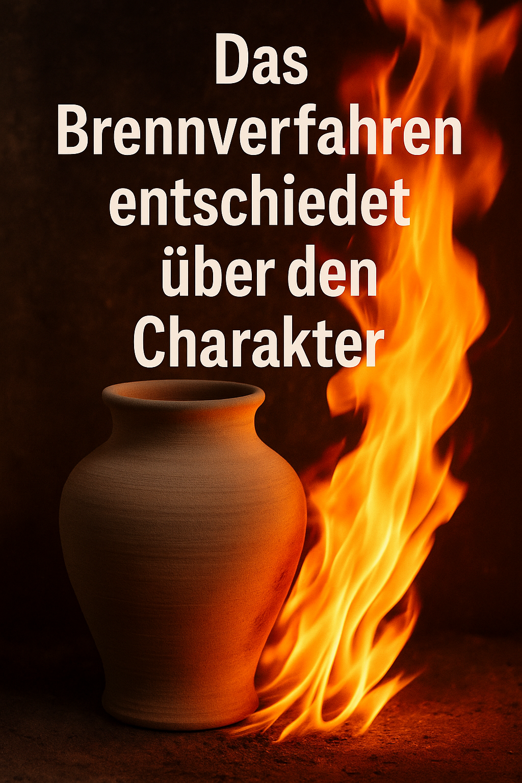 Tonkrug mit Feuer an der Seite